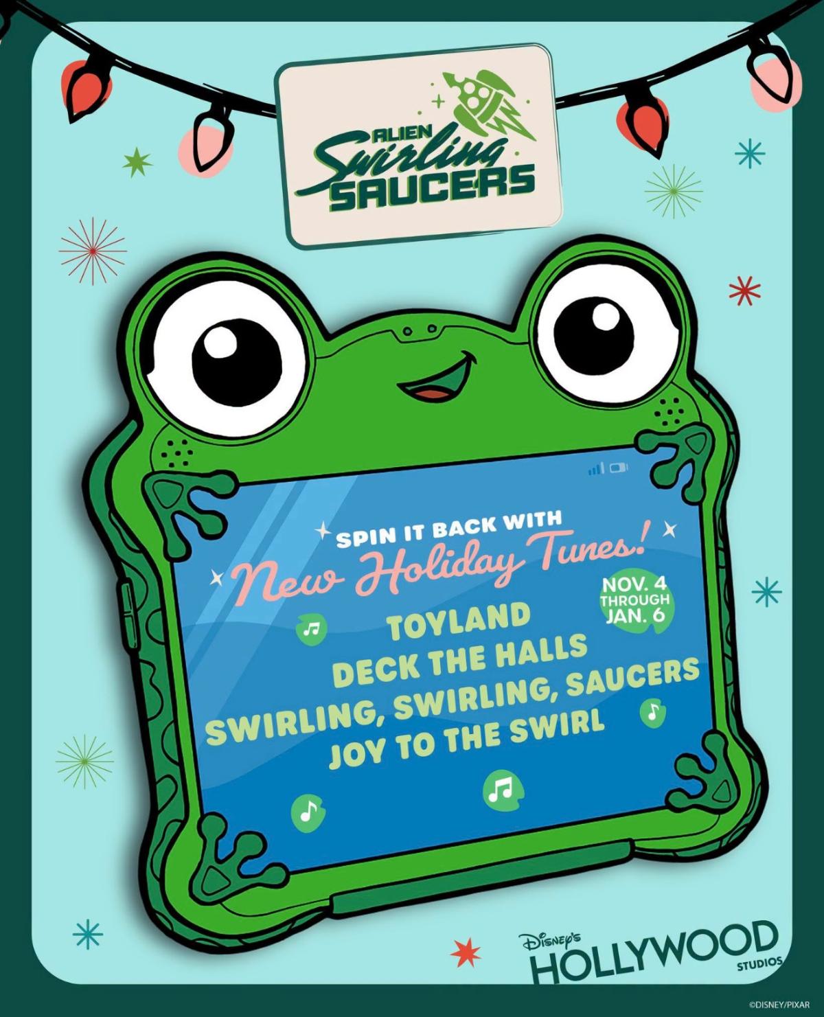 Alien Swirling Saucers Christmas Poster