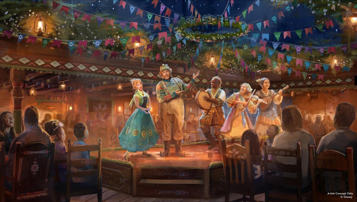 Oaken's Table Frozen dinner show restaurant on the Disney Believe