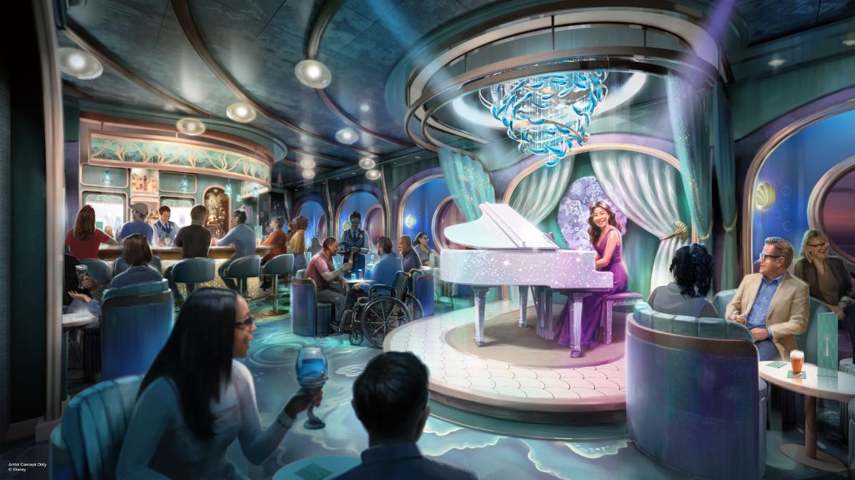Sea Notes Little Mermaid themed piano bar on the Disney Believe