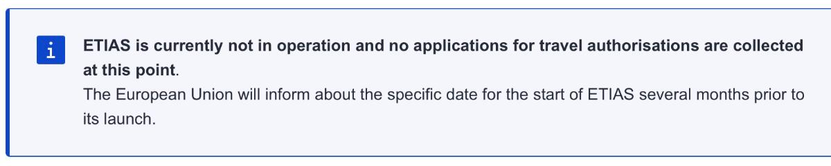 ETIAS statement on the official EU website ETIAS statement on the official EU website