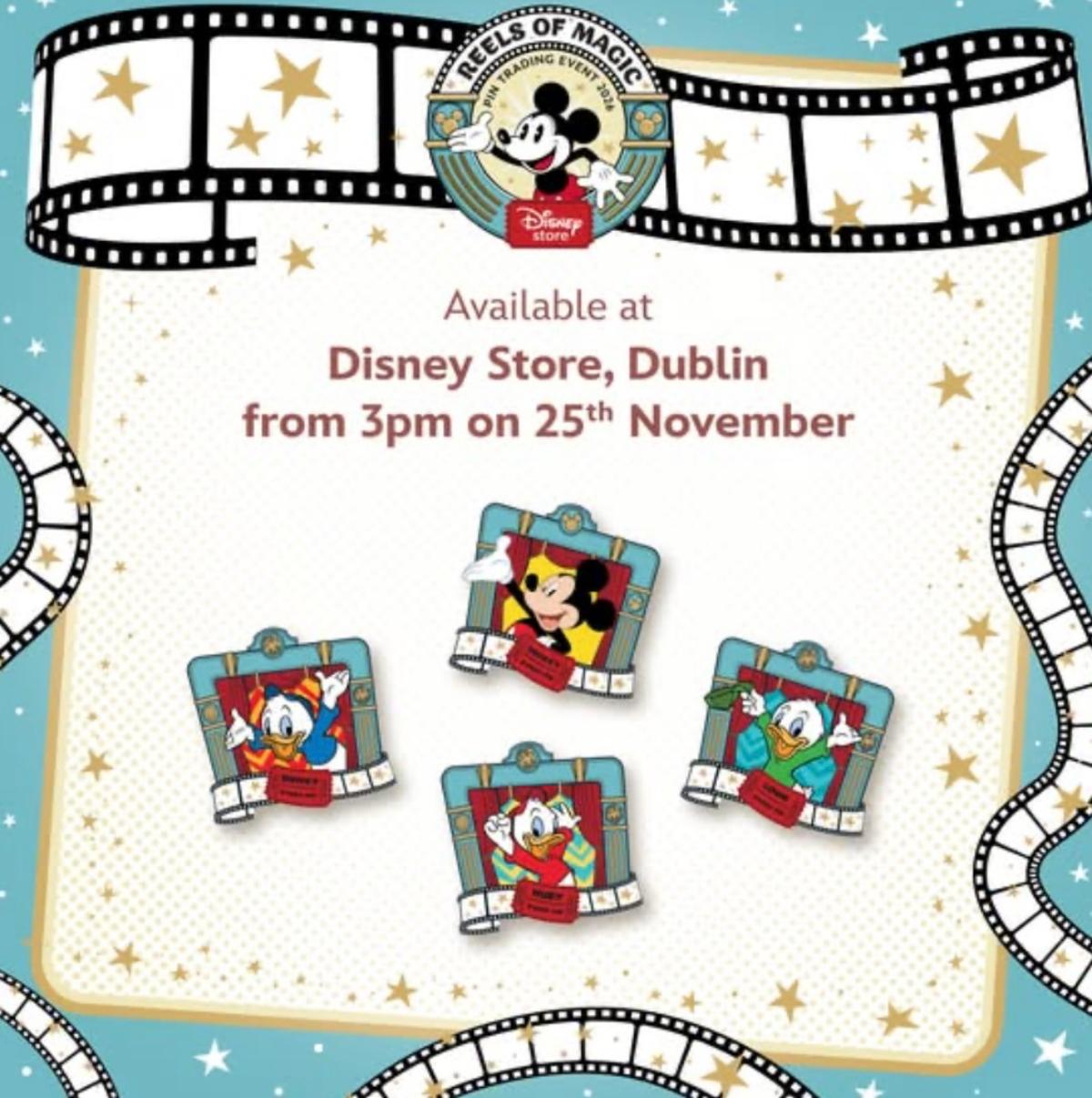 Reels of Magic pins available at Disney Store Dublin from 3pm on 25th November