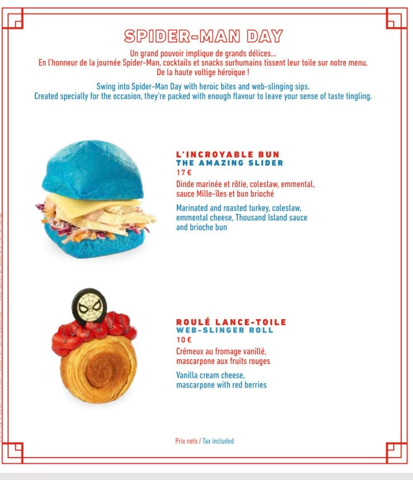 Spider-Man Snacks at Disney Skyline Bar, Disney Hotel New York - The Art Of Marvel