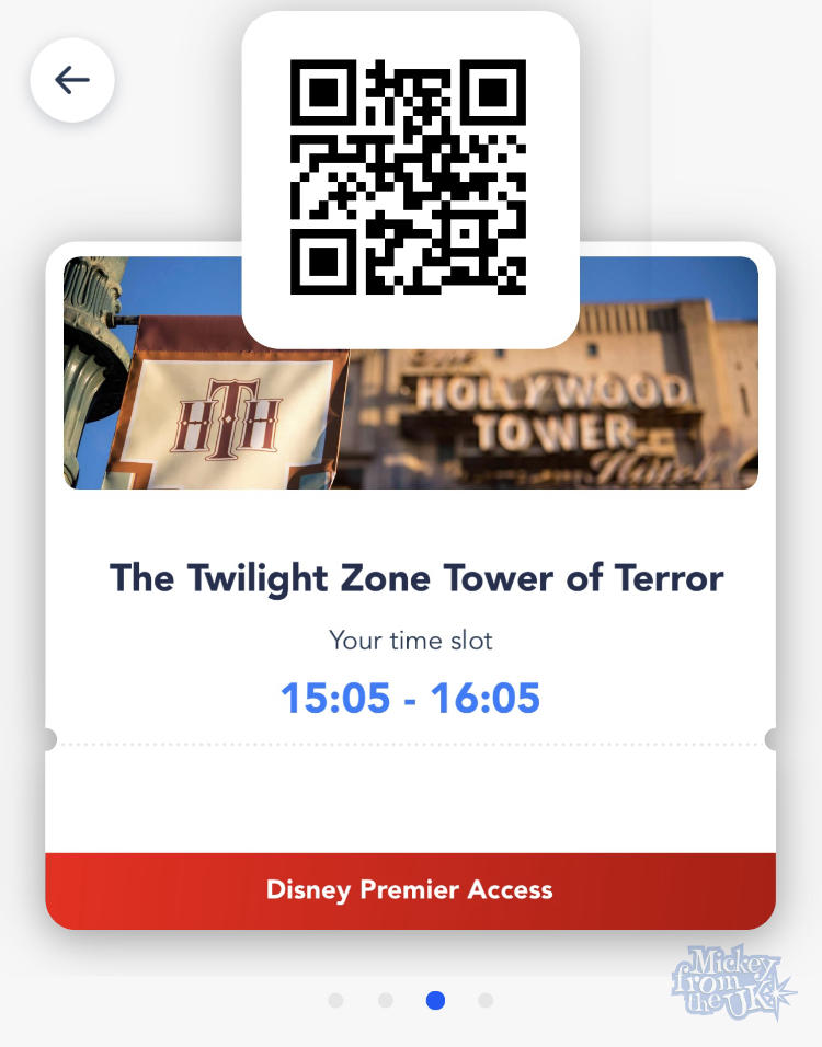 How the Disney Premier Access One QR code looks in the Disneyland Paris app