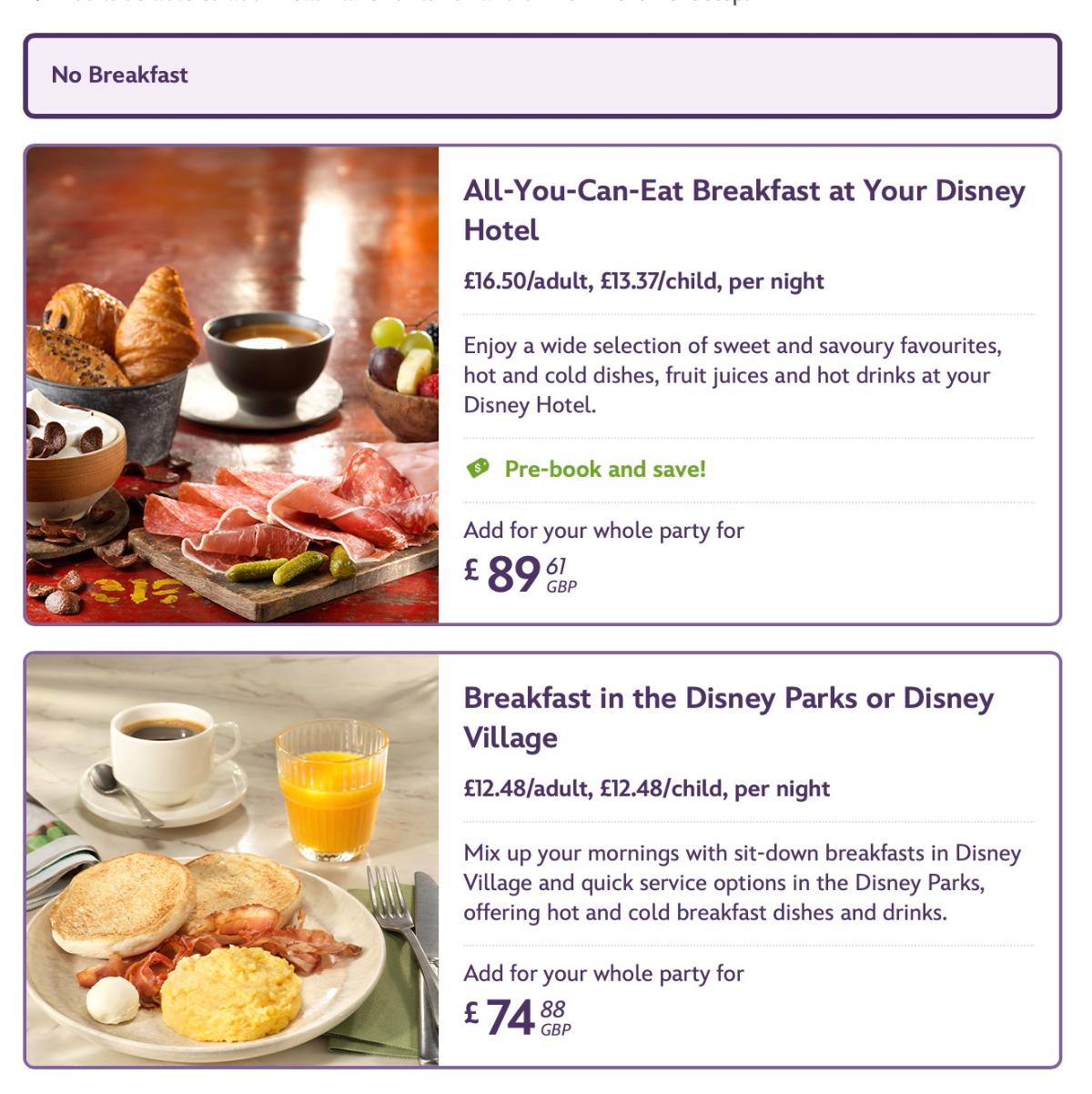 The Disneyland Paris breakfast meal plan options The Disneyland Paris breakfast meal plan options