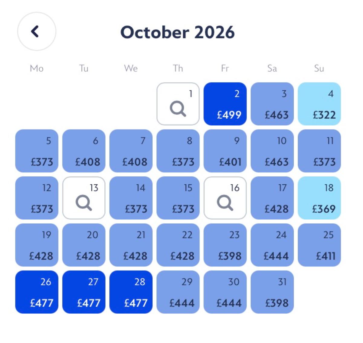 Disneyland Paris Price Calendar month showing the differing costs based on arrival date Disneyland Paris Price Calendar month showing the differing costs based on arrival date