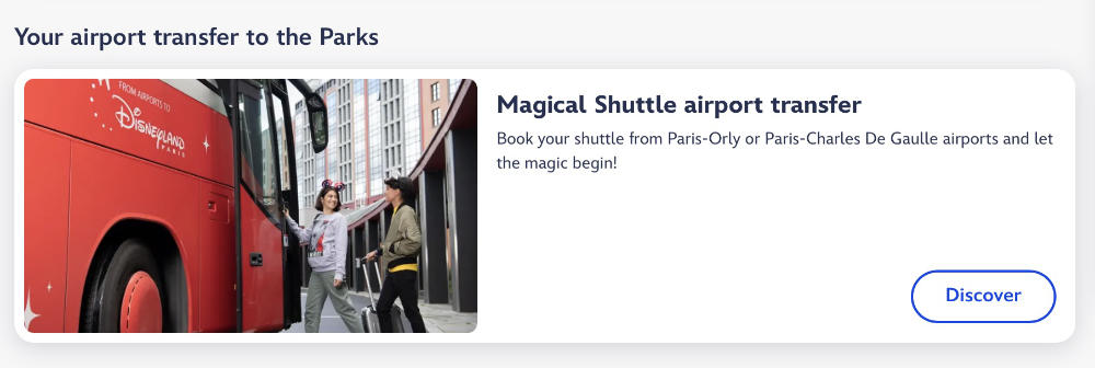 The Magical Shuttle extra add-on option when booking through DisneylandParis.com