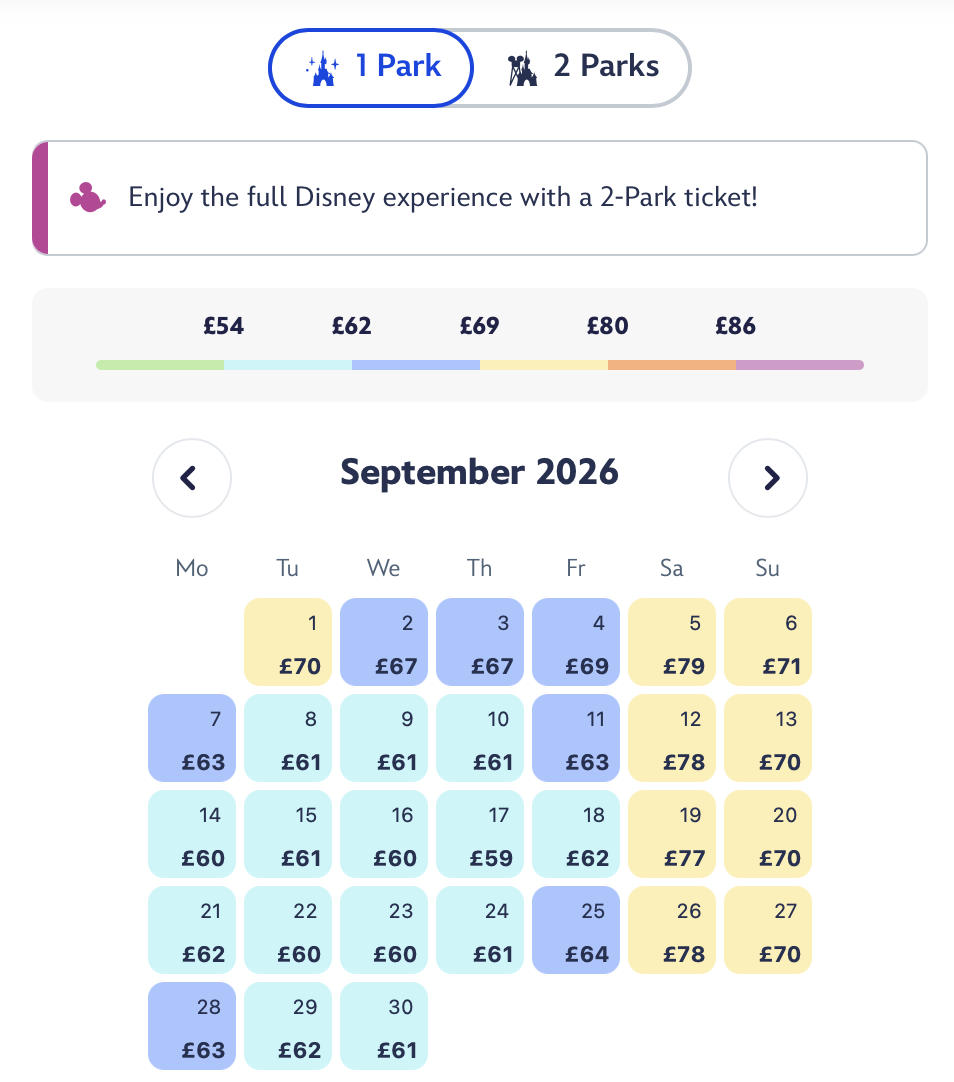 World of Frozen One Park Ticket Price Example
