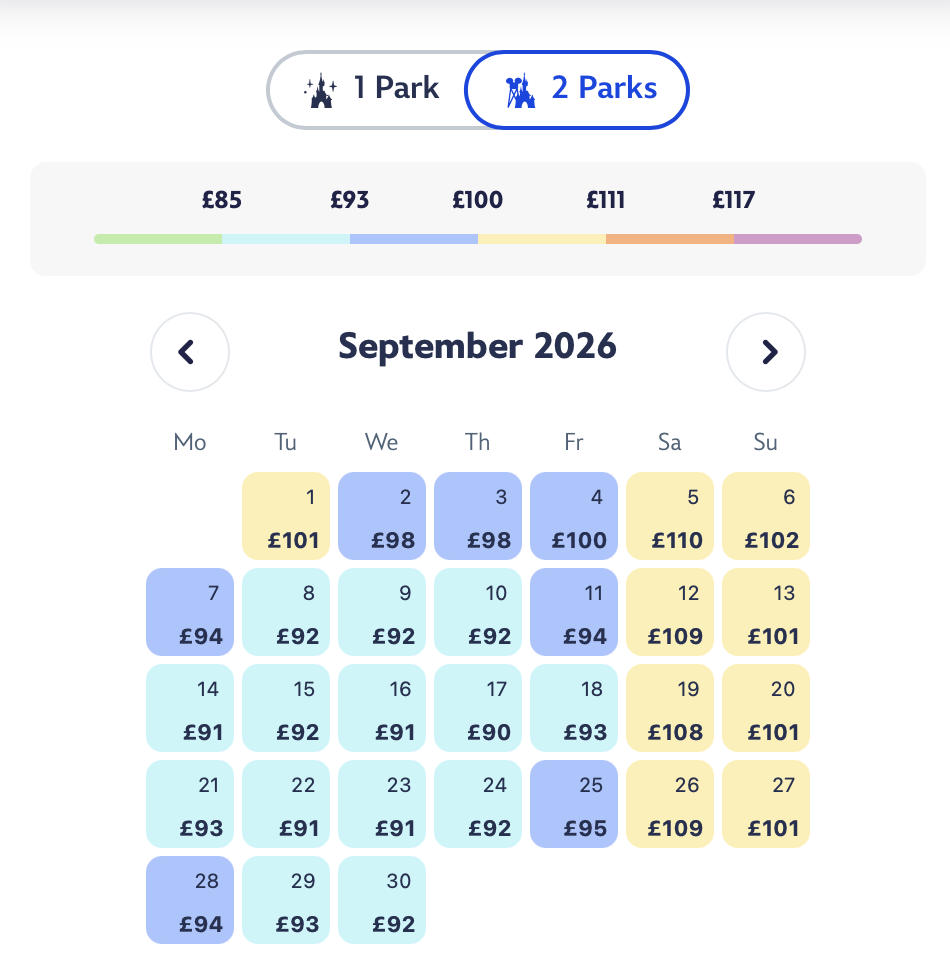 World of Frozen Two Park Ticket Price Example