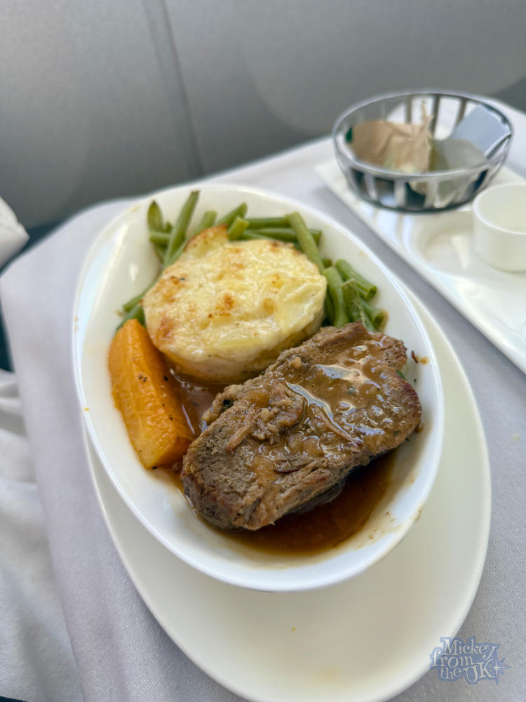 British Airways Club World business class beef main course
