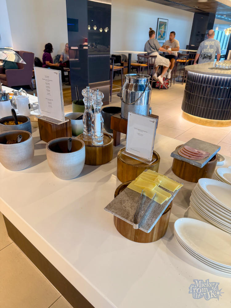 British Airways London Gatwick Club World business lounge ham and cheese selection