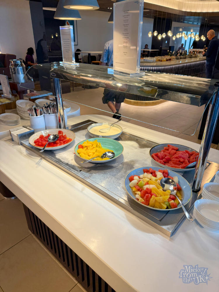 British Airways London Gatwick Club World business lounge fresh fruit selection