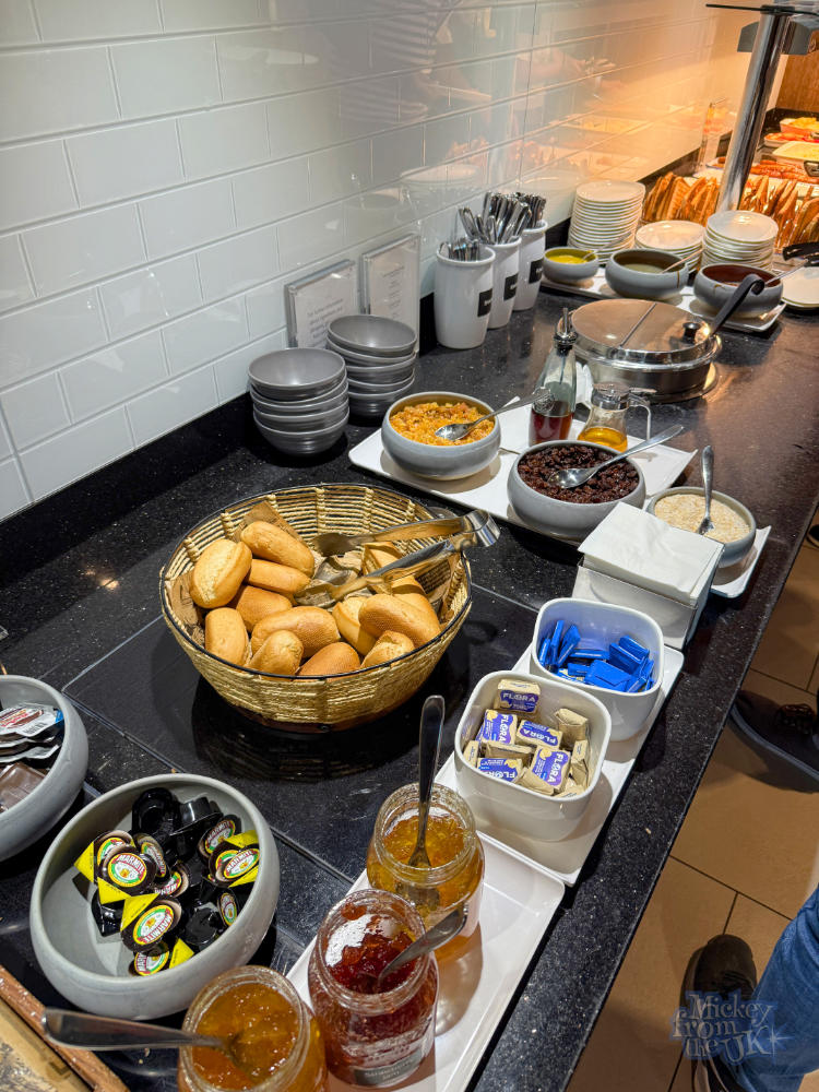 British Airways London Gatwick Club World business lounge jams and condiments