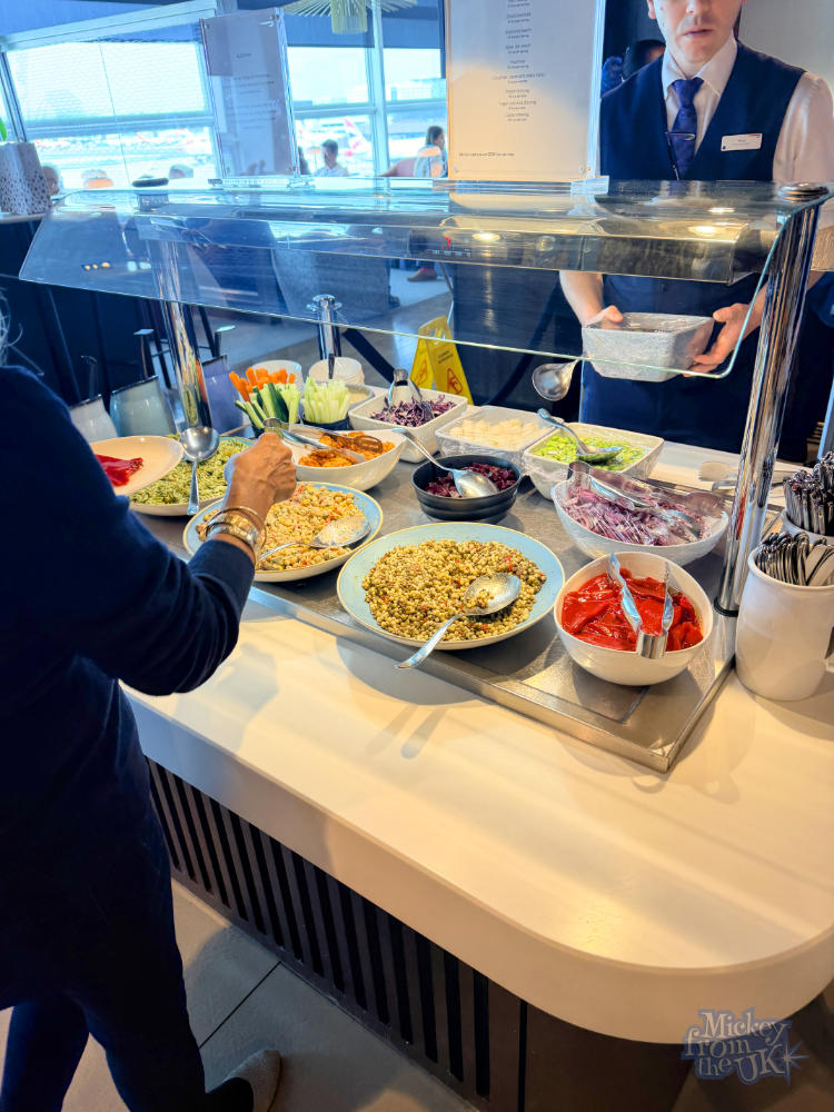 British Airways London Gatwick Club World business lounge cold lunch selection