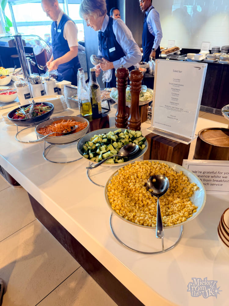 British Airways London Gatwick Club World business lounge lunch vegetables