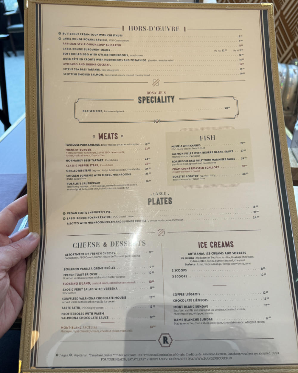 Brasserie Rosalie Menu 2