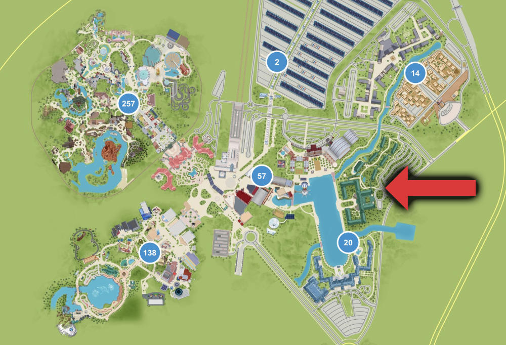 The Disneyland Paris map showing the location of Disney Sequoia Lodge