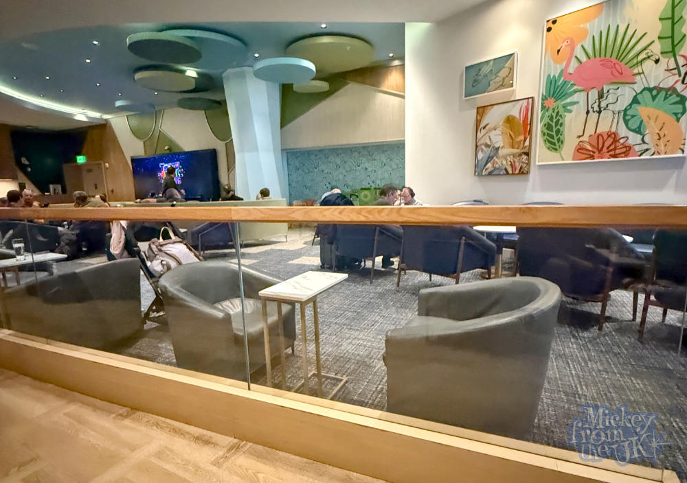 Seating area inside the Plaza Premium Lounge at Orlando MCO Terminal C